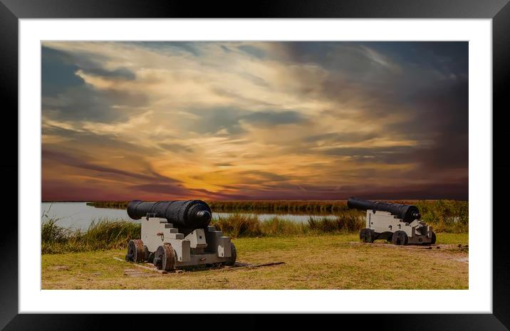 Cannons at Sunset Framed Mounted Print by Darryl Brooks
