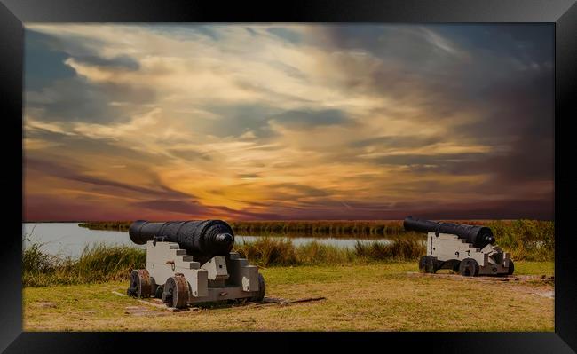 Cannons at Sunset Framed Print by Darryl Brooks