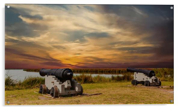 Cannons at Sunset Acrylic by Darryl Brooks