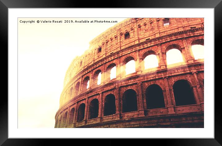 Roman Colosseum during sunset Framed Mounted Print by Valerio Rosati