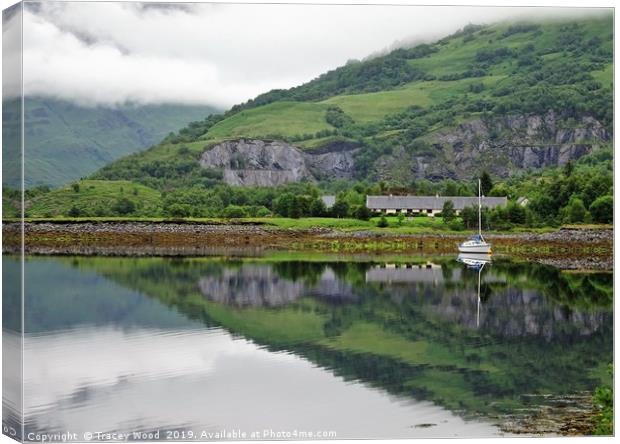    Loch Leven reflections                          Canvas Print by Tracey Wood
