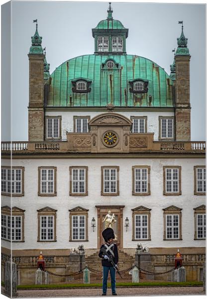 Fredensborg Palace with Armed Guard Canvas Print by Antony McAulay