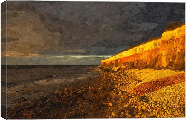 Hunstanton Cliffs at sunset  Canvas Print by Andrew Michael