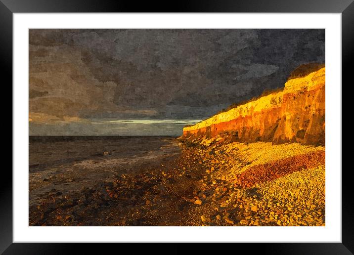 Hunstanton Cliffs at sunset  Framed Mounted Print by Andrew Michael
