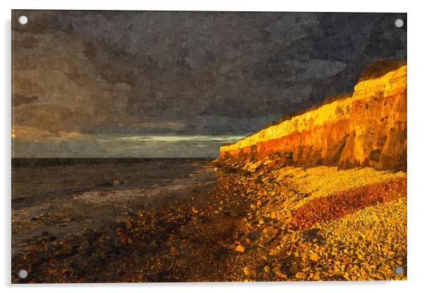 Hunstanton Cliffs at sunset  Acrylic by Andrew Michael