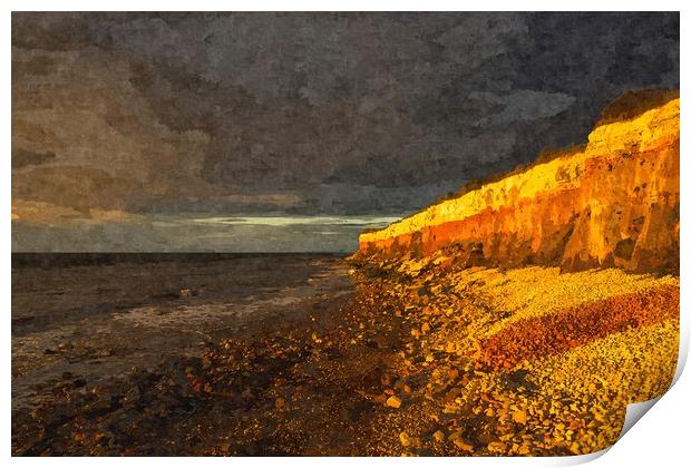 Hunstanton Cliffs at sunset  Print by Andrew Michael