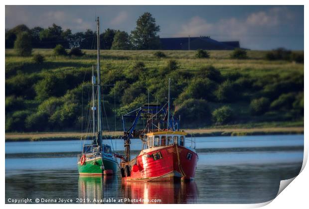 Boats on the Swale Estuary Print by Donna Joyce