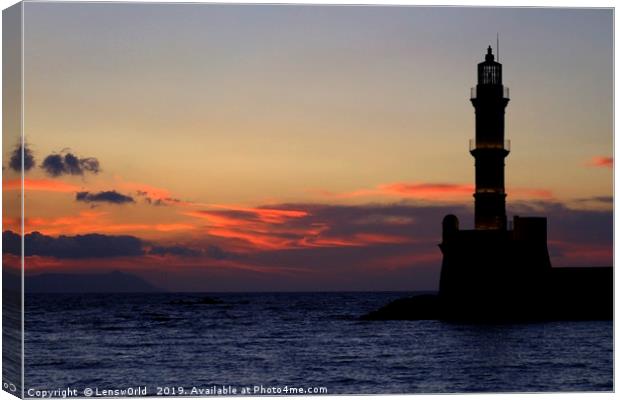Gorgeous sunset at the port of Chania, Crete Canvas Print by Lensw0rld 