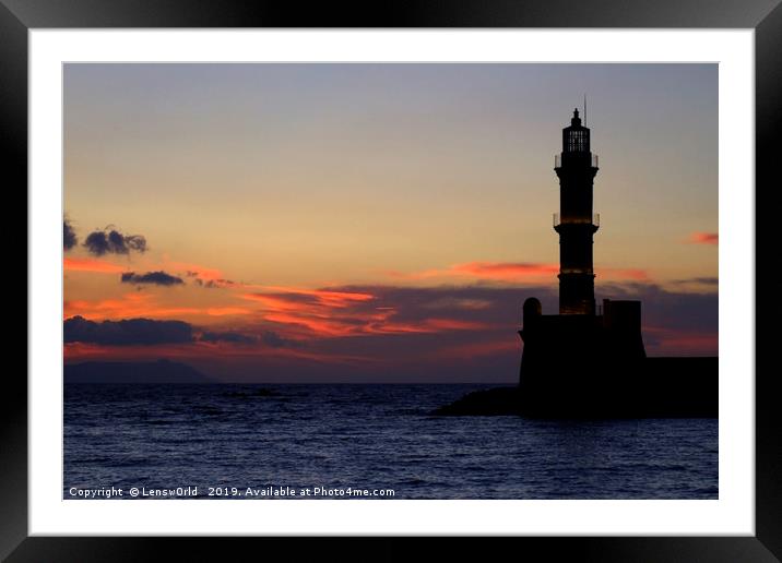 Gorgeous sunset at the port of Chania, Crete Framed Mounted Print by Lensw0rld 