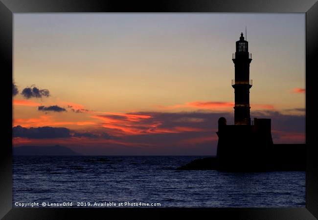 Gorgeous sunset at the port of Chania, Crete Framed Print by Lensw0rld 