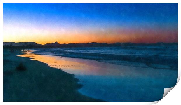 Belongil Beach just after sunset Print by Andrew Michael