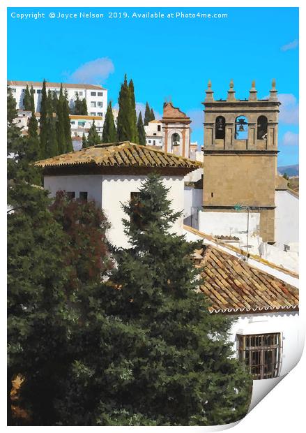 A typical Spanish Village in Malaga Print by Joyce Nelson