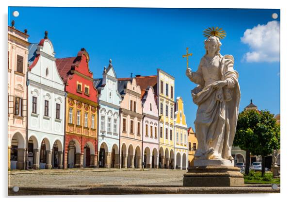 Main square of Telc city, a UNESCO World Heritage  Acrylic by Sergey Fedoskin