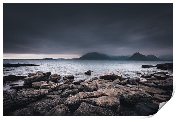 The Black Cuillins from Elgol Beach Print by Nick Rowland