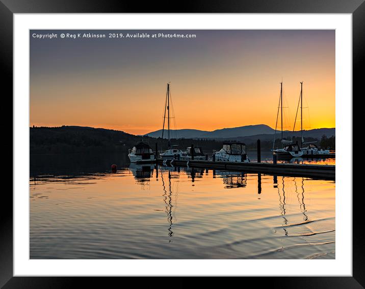 Sunset At Windermere Framed Mounted Print by Reg K Atkinson