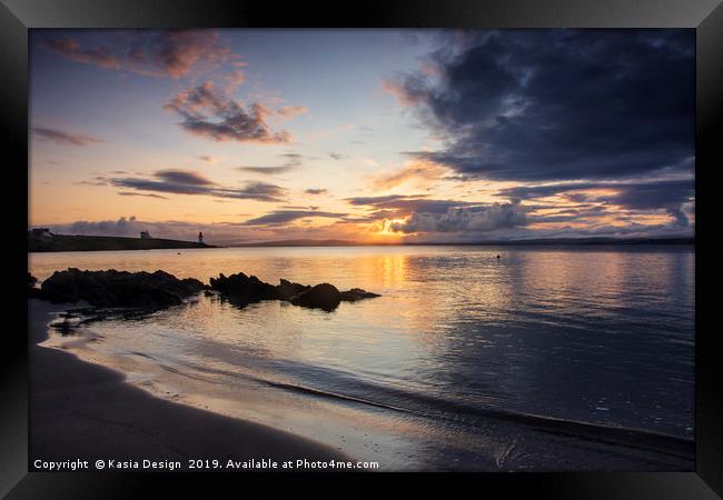 Port Charlotte Sunrise on the Rocks, Islay Framed Print by Kasia Design