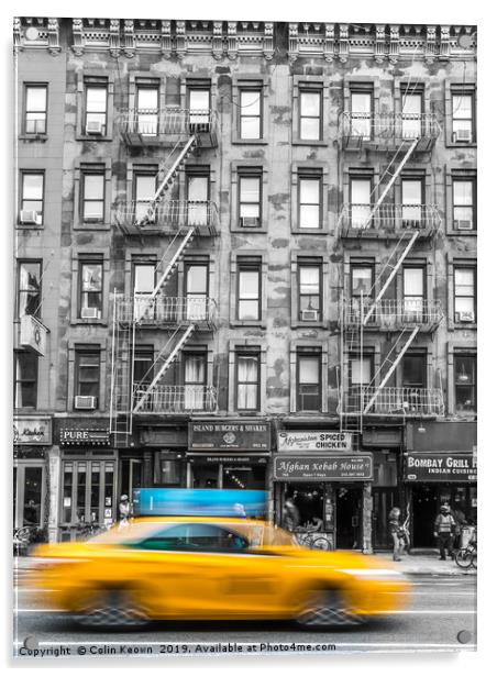 Yellow Cab, Hell's Kitchen Acrylic by Colin Keown