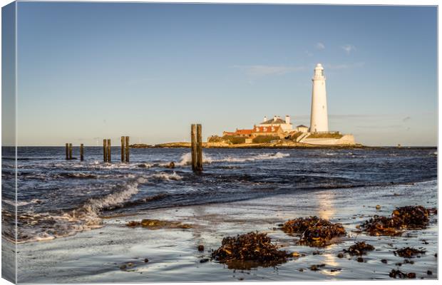 St. Mary's and the old jetty posts Canvas Print by Naylor's Photography