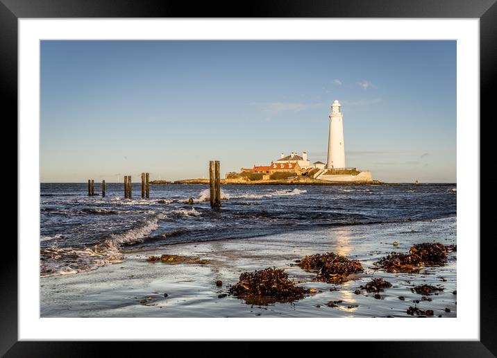 St. Mary's and the old jetty posts Framed Mounted Print by Naylor's Photography