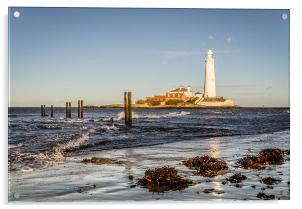 St. Mary's and the old jetty posts Acrylic by Naylor's Photography