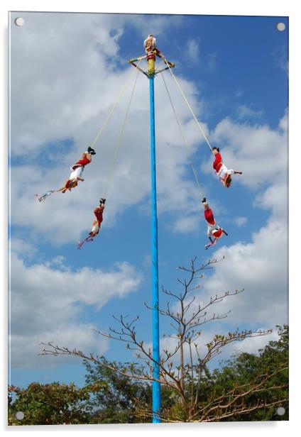 Flying Dancers at Tulum Mexico.   Acrylic by Larisa Siverina