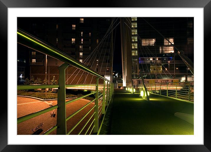 Lowry Bridge Salford Night Framed Mounted Print by Ben Gordon