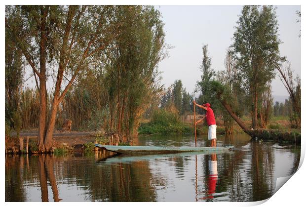 Mexican water district of Xochimilco.   Print by Larisa Siverina
