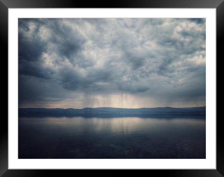 Thunderstorm on the Lake Turgoyak Framed Mounted Print by Larisa Siverina