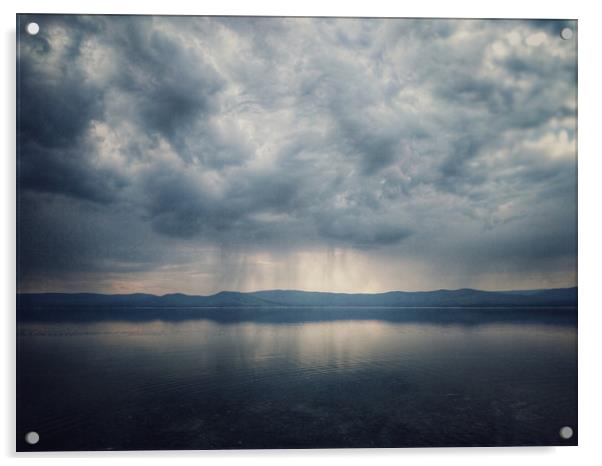 Thunderstorm on the Lake Turgoyak Acrylic by Larisa Siverina