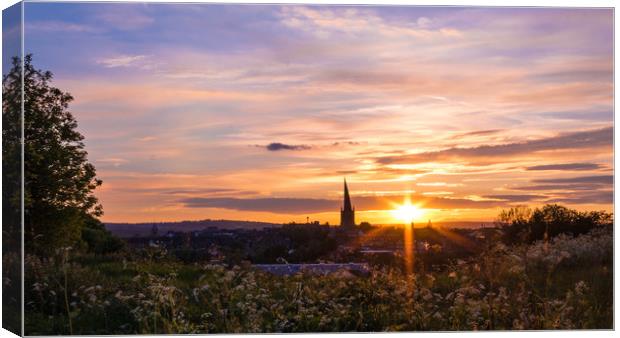 The Crooked Spire at sunset  Canvas Print by Michael South Photography