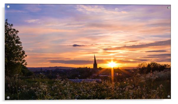 The Crooked Spire at sunset  Acrylic by Michael South Photography