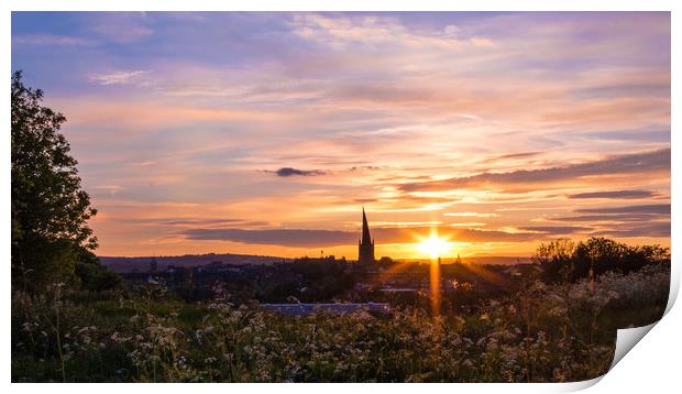 The Crooked Spire at sunset  Print by Michael South Photography