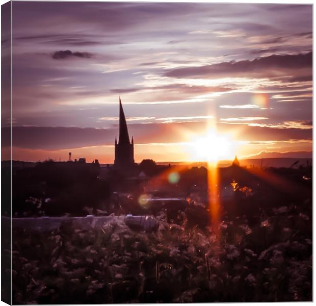 The Crooked Spire at sunset  Canvas Print by Michael South Photography