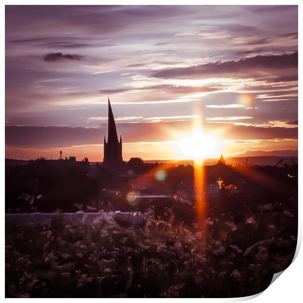 The Crooked Spire at sunset  Print by Michael South Photography