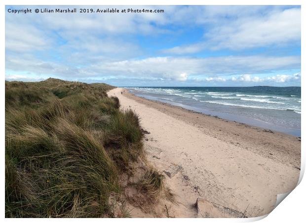 Sand Dunes between Seahouses and Bamburgh.  Print by Lilian Marshall