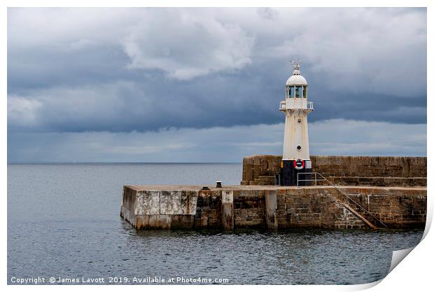 Storm Over Mevagissey Lighthouse Print by James Lavott