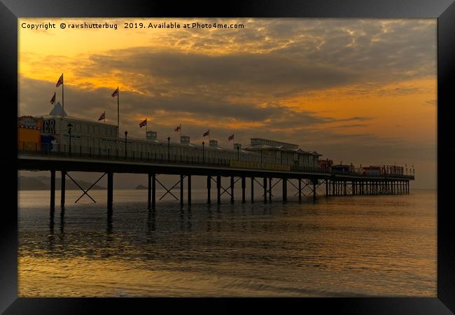Paignton Pier Orange Sunrise Framed Print by rawshutterbug 