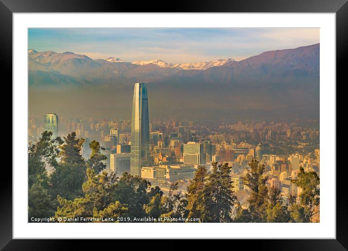 Santiago de Chile Aerial View from San Cristobal H Framed Mounted Print by Daniel Ferreira-Leite