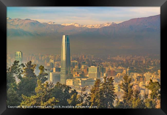 Santiago de Chile Aerial View from San Cristobal H Framed Print by Daniel Ferreira-Leite