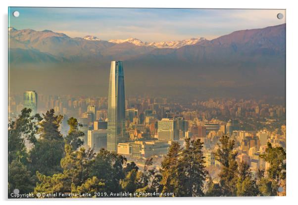 Santiago de Chile Aerial View from San Cristobal H Acrylic by Daniel Ferreira-Leite