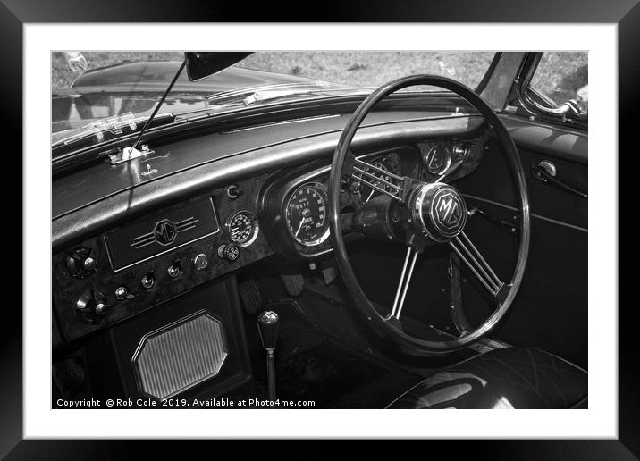 MG Sports Car Interior Framed Mounted Print by Rob Cole