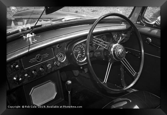 MG Sports Car Interior Framed Print by Rob Cole