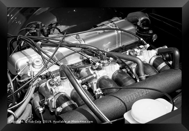 Stunning Vintage Triumph TR6 Engine Framed Print by Rob Cole