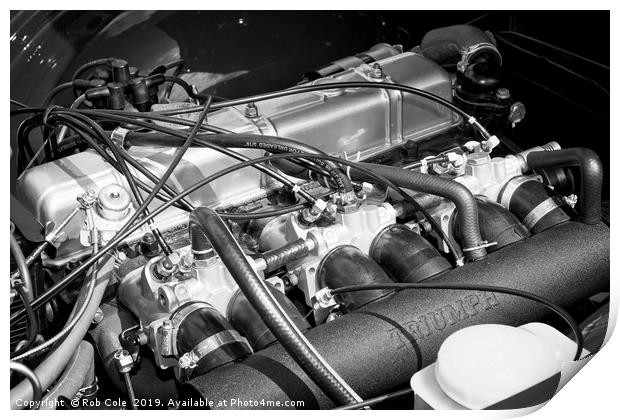 Stunning Vintage Triumph TR6 Engine Print by Rob Cole