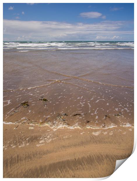 Westward Ho beach with waves approaching the shor Print by Tony Twyman