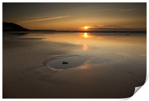 Westward Ho! beach sunset in North Devon Print by Tony Twyman