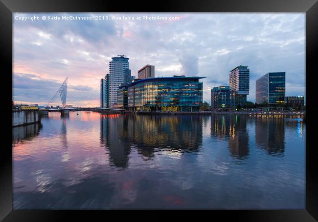 Sunset at Media City, Salford Quays Framed Print by Katie McGuinness