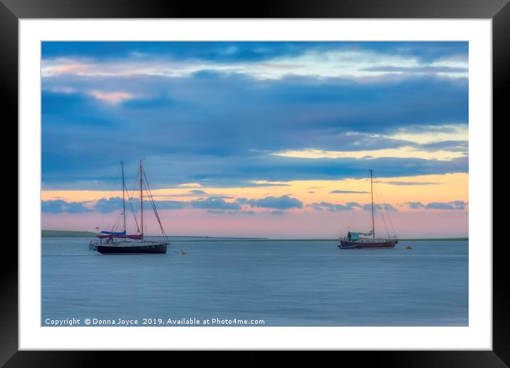 Boats at sunset on the Swale Estuary in Kent  Framed Mounted Print by Donna Joyce