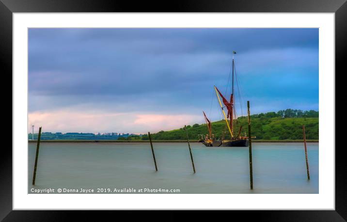Sailing boat on the Swale Estuary in Kent Framed Mounted Print by Donna Joyce