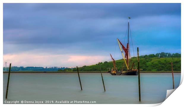 Sailing boat on the Swale Estuary in Kent Print by Donna Joyce